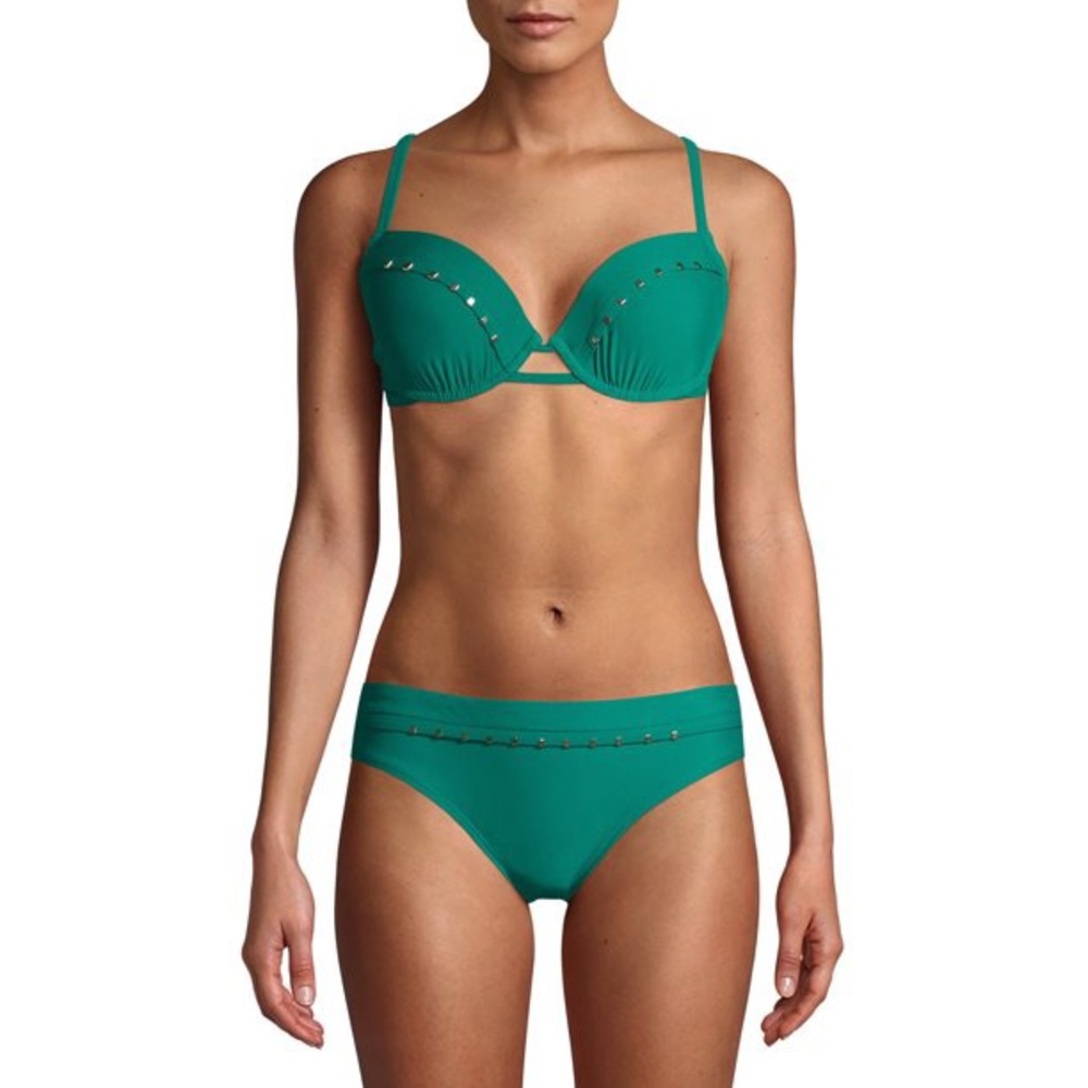 Time and Tru Women's Green Stud Push-Up Padded Bikini Two Piece Swimsuit